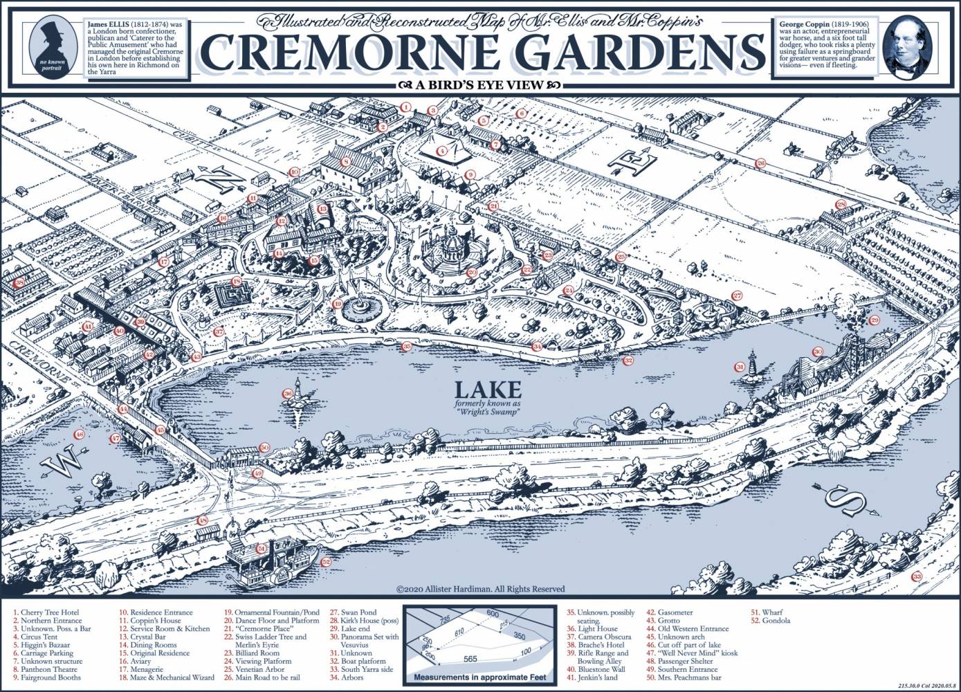 Map of Cremore Pleasure Gardens. As interpreted by Allister Hardiman